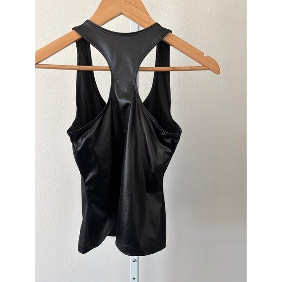 Bebe Sport Vintage Tank Top M Y2K Faux Leather Liquid Look Racerback Made in USA - Picture 11 of 13